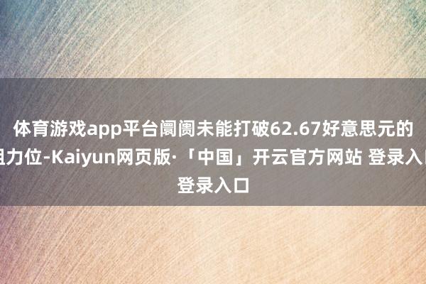 体育游戏app平台阛阓未能打破62.67好意思元的阻力位-Kaiyun网页版·「中国」开云官方网站 登录入口