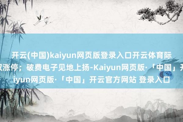 开云(中国)kaiyun网页版登录入口开云体育际华集团、翻新医疗双双涨停；破费电子见地上扬-Kaiyun网页版·「中国」开云官方网站 登录入口