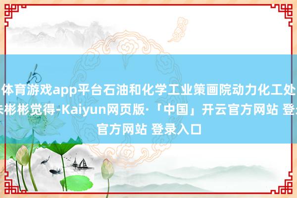 体育游戏app平台石油和化学工业策画院动力化工处处长朱彬彬觉得-Kaiyun网页版·「中国」开云官方网站 登录入口